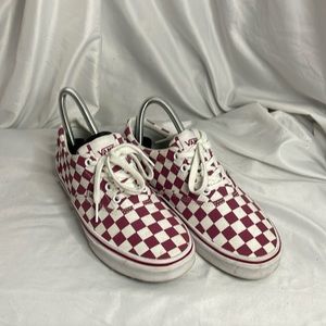 Vans Shoes - Red and White Checkerboard Lace-Up Sneakers - Women's 6.5